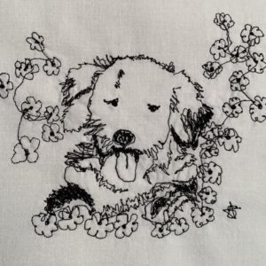 Labradoodle in Flowers