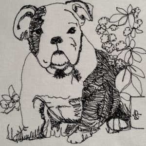 Bulldog with Flowers