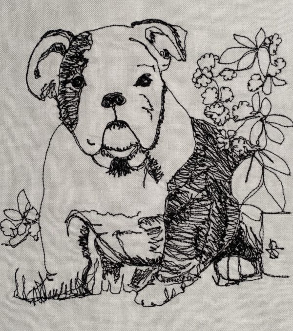 Bulldog with Flowers